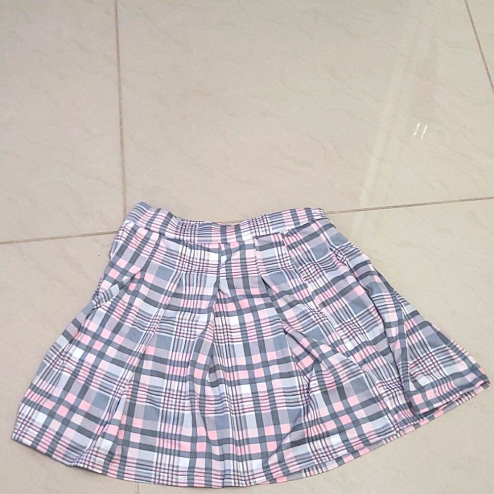 Lineas Plaid Skirt Grey and Pink Size:Small